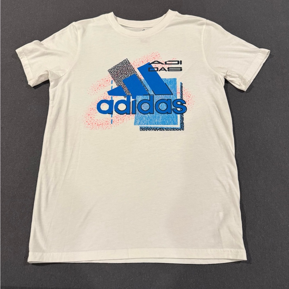 Adidas White Graphic T-Shirt - Girls Large (14/16)
